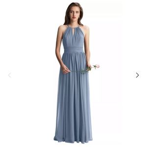 Bill Levkoff Chiffon Halter Slate Gown sz 16